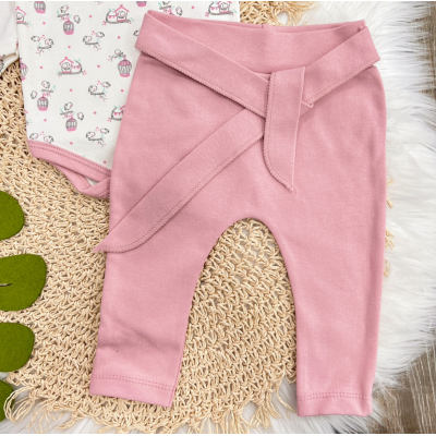 Conj. de Malha 3 peças - Gaiola de Passarinhos com Borboletas - Off White e Rose